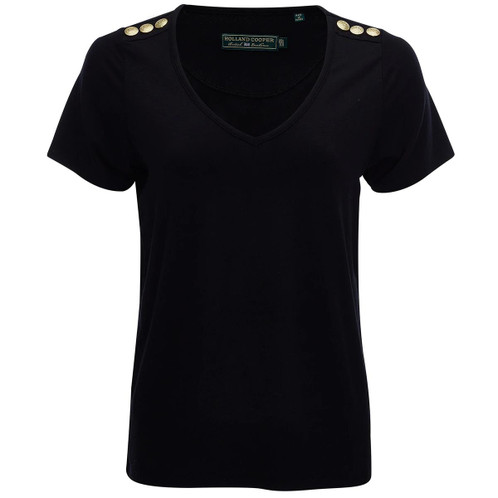 Black Holland Cooper Womens Relax Fit Vee Neck Tee