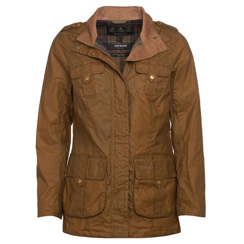 Sand Barbour Womens Defence Lightweight Wax Jacket