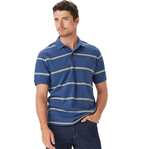 Navy/Grey Marle R.M. Williams Mens Rod Polo Front