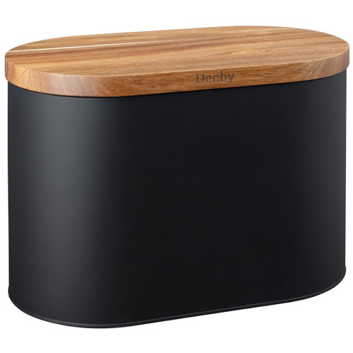 Black Denby Bread Bin With Acacia Lid Black Denby Bread Bin With Acacia Lid
