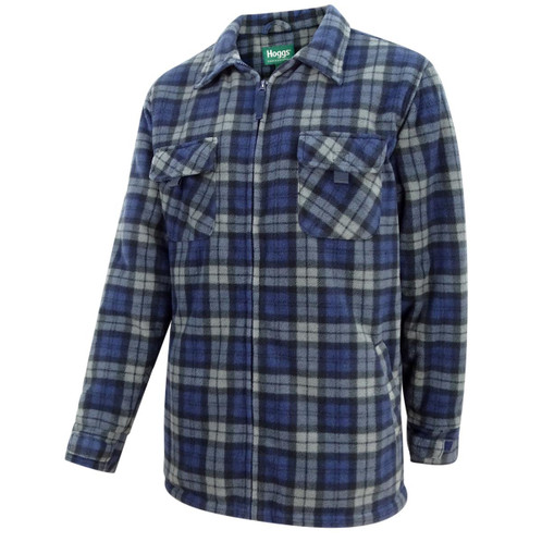 Navy/Grey Check Hoggs Of Fife Mens Caithness Polar Fleece Workshirt