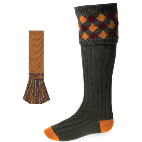 House Of Cheviot Chequers Sock Set With Garter