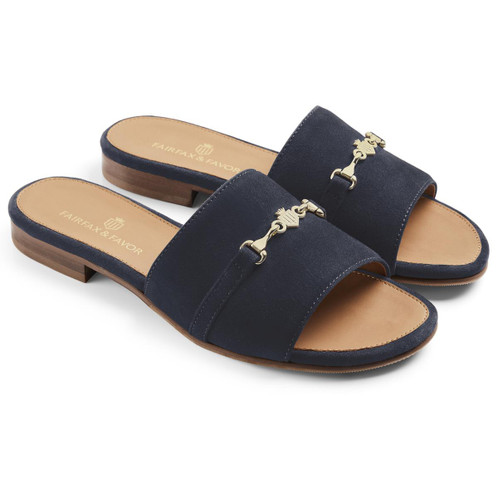 Navy Suede Fairfax & Favor Womens Heacham Sandal