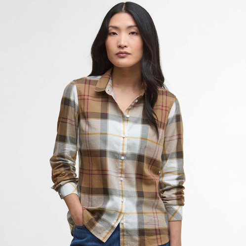 Light Muted Tartan Barbour Womens Bredon Shirt Front