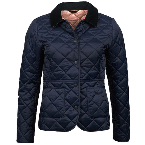 Navy/Pale Pink Barbour Womens Deveron Quilted Jacket