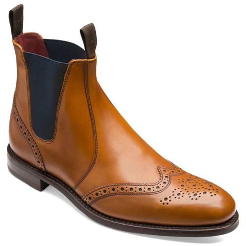 Tan Loake Mens Hoskins Brogue Chelsea Boots