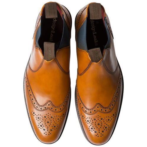 Tan Loake Mens Hoskins Brogue Chelsea Boots Top
