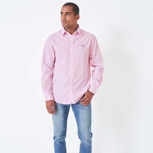 Classic Pink Crew Clothing Mens Classic Micro Gingham Shirt