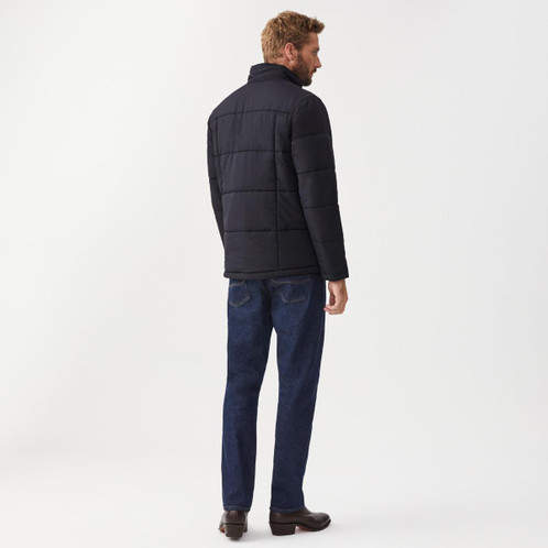 Navy R.M. Williams Mens Patterson Creek Jacket On Model Rear