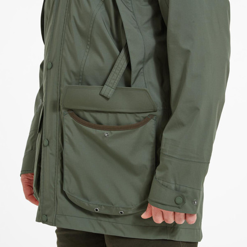 River green Schoffel Mens Ptarmigan Cirrus Shooting Coat Model