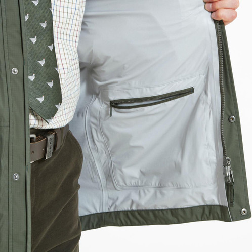 River green Schoffel Mens Ptarmigan Cirrus Shooting Coat Model