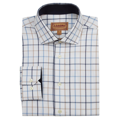 Navy Check Schoffel Mens Baconsthorpe Tailored Shirt