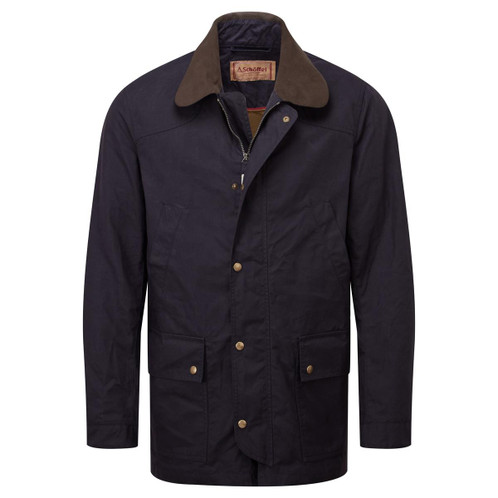 Navy Schoffel Mens Preston Wax Jacket