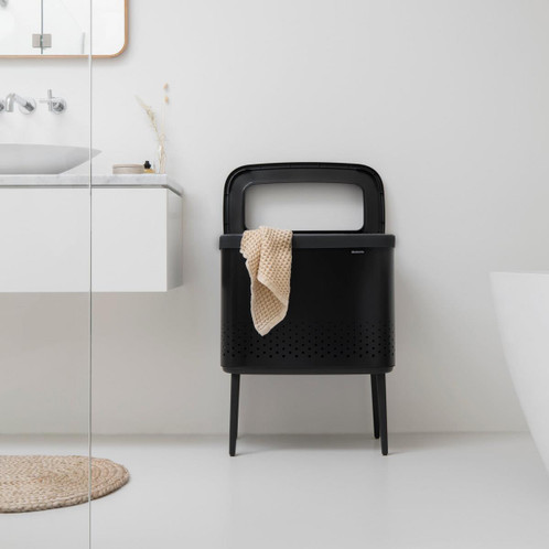 Matt Black Brabantia Bo Laundry Bin 60 Litre Lifestyle Open