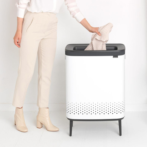 White Brabantia Bo Laundry Bin Hi 2x45 Litre Lifestyle