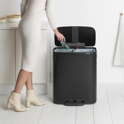 Matt Black Brabantia Bo Pedal Bin 2x30 Litre Lifestyle