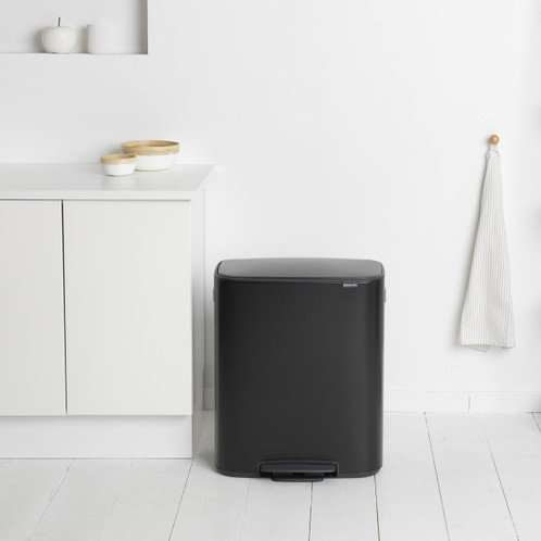 Matt Black Brabantia Bo Pedal Bin 2x30 Litre Lifestyle