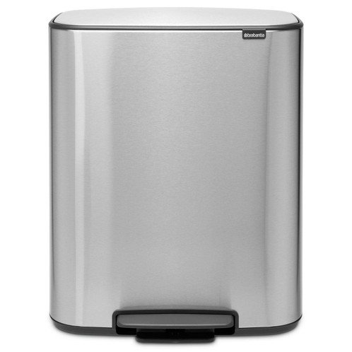 Matt Steel Fingerprint Proof Brabantia Bo Pedal Bin 2x30 Litre