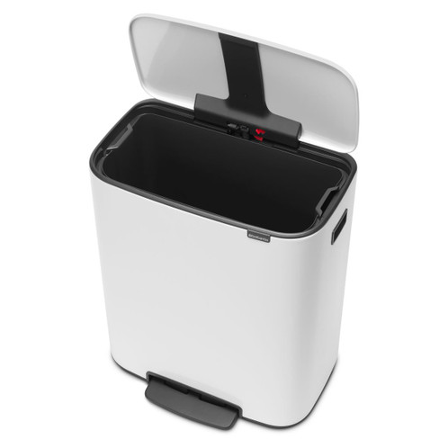 White Brabantia Bo Pedal Bin 60 Litre Open