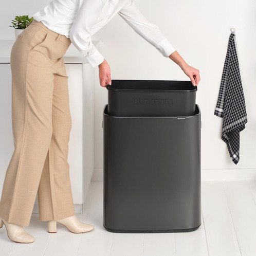 Confident Grey Brabantia Bo Touch Bin 60 Litre Detail
