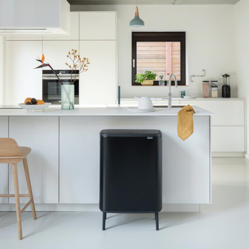 Matt Black Brabantia Bo Touch Bin Hi 60 Litre Lifestyle