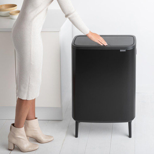 Matt Black Brabantia Bo Touch Bin Hi 60 Litre In Use