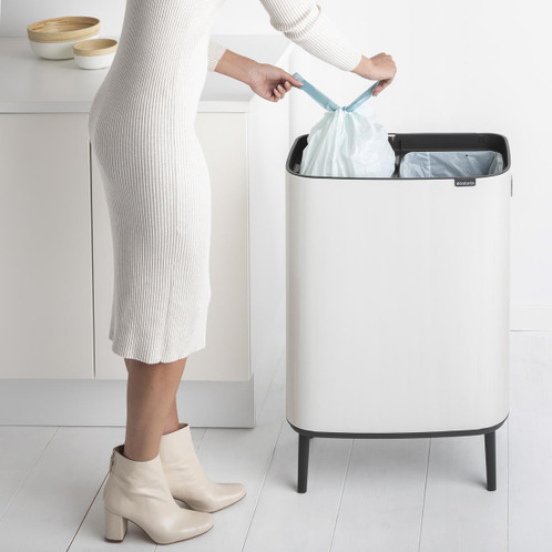 White  Brabantia Bo Touch Bin Hi 2x30 Litre Lifestyle