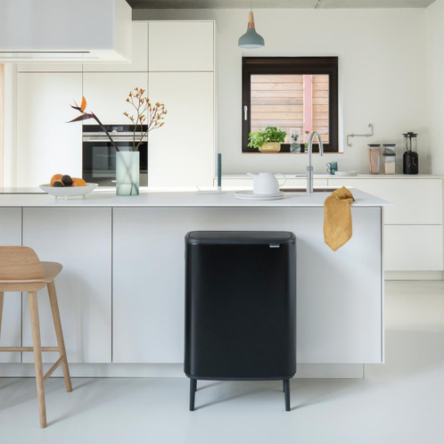 Matt Black Brabantia Bo Touch Bin Hi 2x30 Litre In the Kitchen