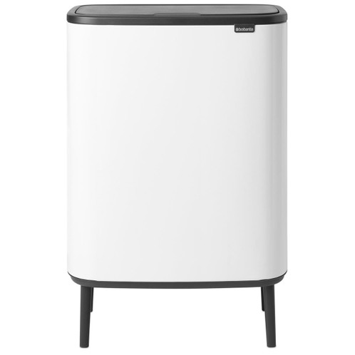 White Brabantia Bo Touch Bin Hi 2x30 Litre