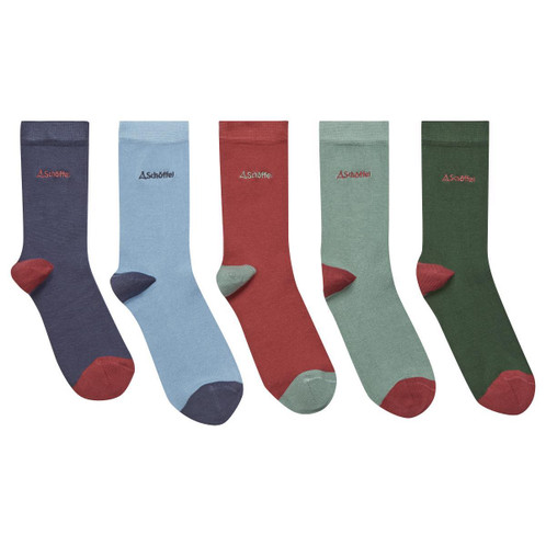 Logo Pink Mix Schoffel Womens Bamboo Socks Pack Of 5