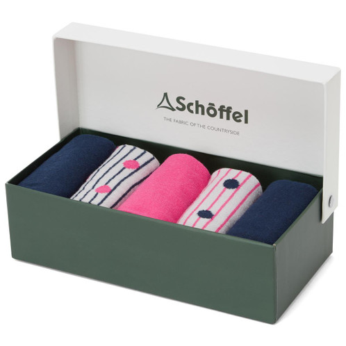 Navy Pink Mix Schoffel Womens Bamboo Socks Pack Of 5