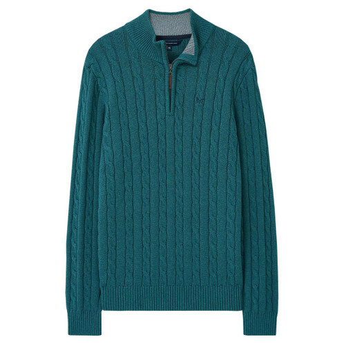 Crew Clothing Mens Oarsman Organic Cable 1/2 Zip Jumper Seaweed