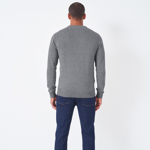 Grey Marl Crew Clothing Mens Organic Cotton V-Neck Sweater