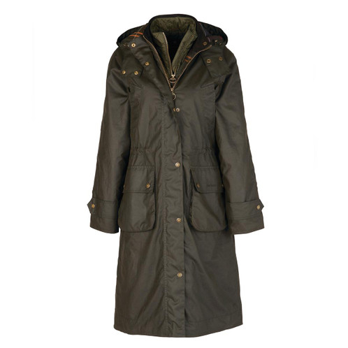 Olive/Classic Barbour Womens Long Cannich Wax Jacket