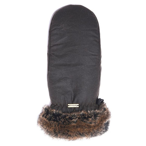 Barbour Womens Wax With Fur Trim Mittens