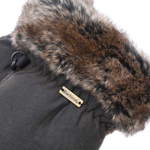 Barbour Womens Wax With Fur Trim Mittens Cuff