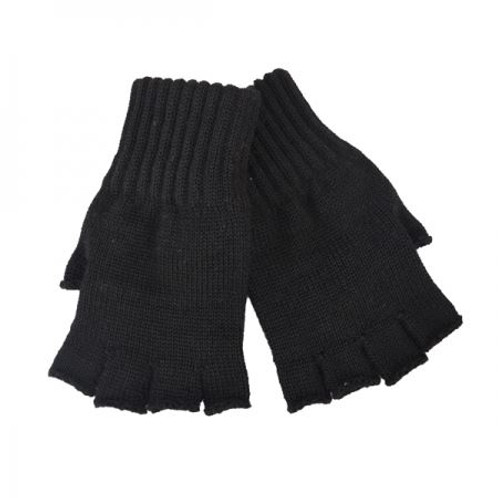 Black Barbour Mens Knitted Lambswool Fingerless Gloves