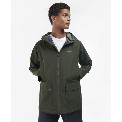 Sage/Classic Barbour Mens Hooded Domus Jacket Front