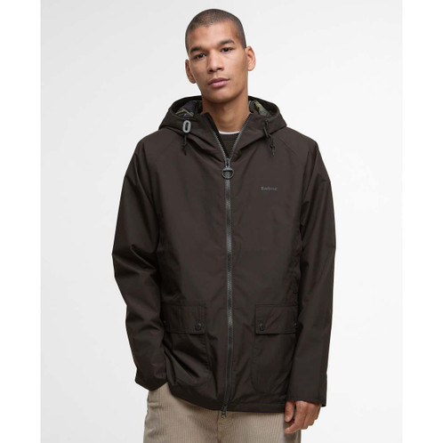 Black Oak Barbour Mens Hooded Domus Jacket Front