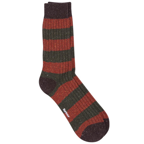 Barbour Mens Houghton Stripe Socks Burnt Orange