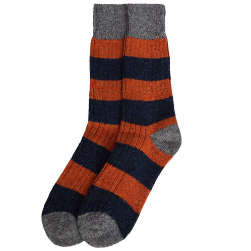 Navy/Ginger Barbour Mens Houghton Stripe Socks Navy/Ginger Barbour Mens Houghton Stripe Socks
