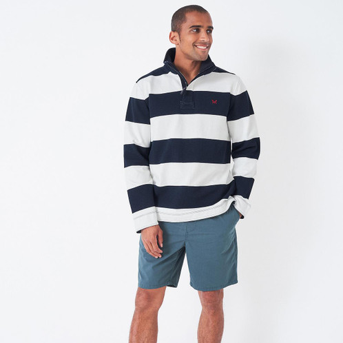 Navy/White Crew Clothing Mens Padstow Pique Sweat