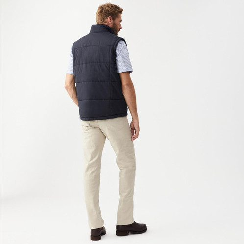 Navy R.M. Williams Mens Patterson Creek Vest On Model Rear
