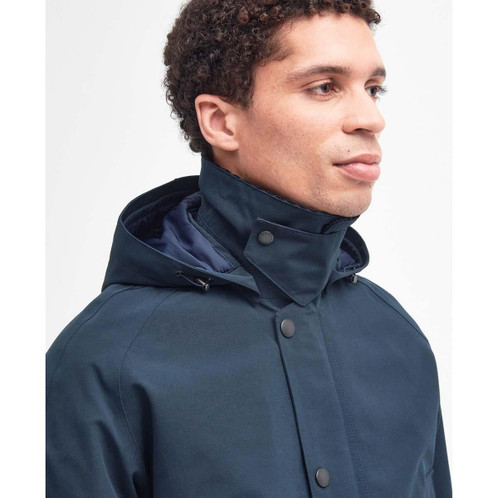 Navy Barbour Mens Winter Ashby Jacket Collar