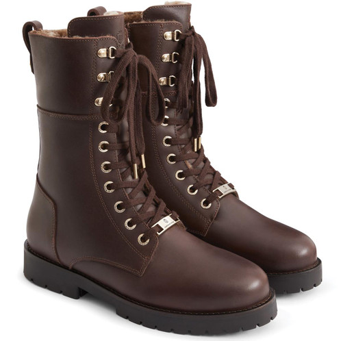 Mahogany Leather Fairfax & Favor Womens Anglesey Combat Boot