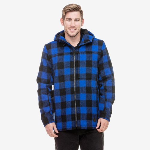 Blue/Black Swanndri Mens Hudson Wool Hoody Model