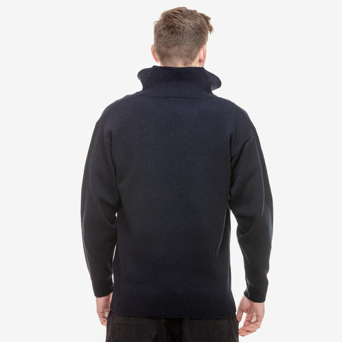 Navy Swanndri Mens Mariner Zip Neck Sweater Back