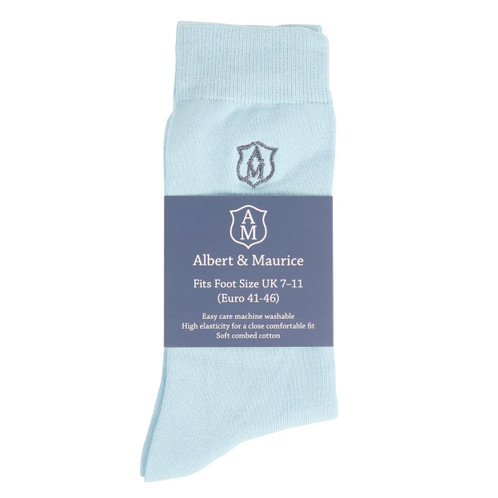 Light Blue Pack Albert and Maurice Mens Logo Embroidered Socks