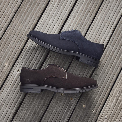 Dark Brown and Navy Chatham Mens Linhope Derby Shoe Lifestyle