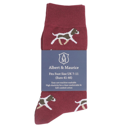 Dark Red Packed Albert and Maurice Mens Dog Socks